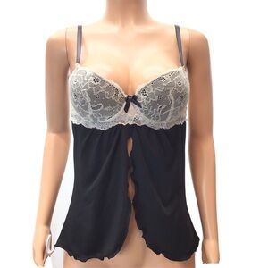 B Delicious Black Open Front Cami Nightie Lingerie